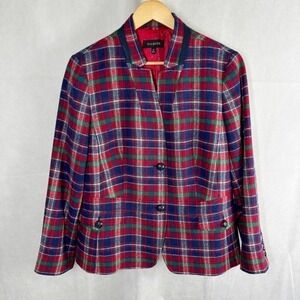 Talbots Wool Blend Royal Stewart Plaid Blazer w/ Pockets Size 16